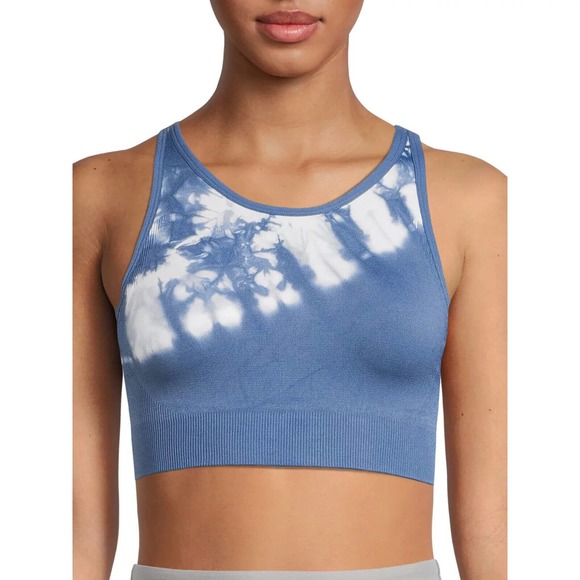 Avia Women's Seamless High Neck Medium Support Sports Bra Blue Size X-Large NEW - Picture 1 of 6